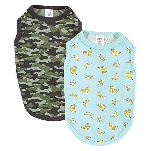 Luvable Friends Hunde-T-Shirts für Hunde und Katzen, Baumwolle, Größe XS, Bananen-Camouflage, 2 Stück von Luvable Friends