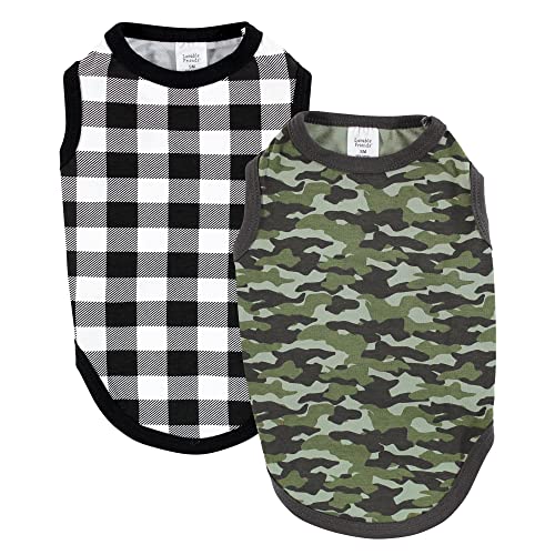 Luvable Friends T-Shirt für Hunde und Katzen, Baumwolle, 2 Stück, Camouflage-Plaid, Größe L von Luvable Friends