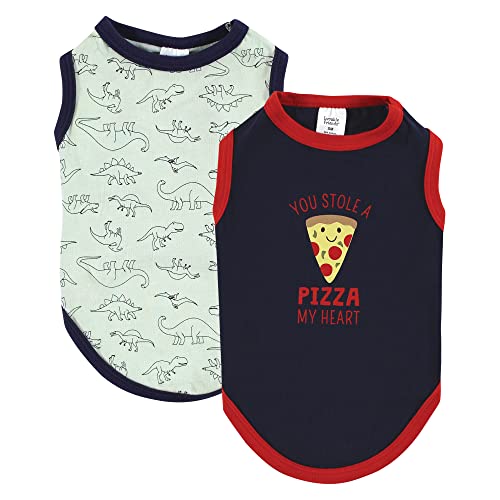 Luvable Friends Hunde-T-Shirts für Hunde und Katzen, Baumwolle, Pizza-Dino, Größe L, 2 Stück von Luvable Friends