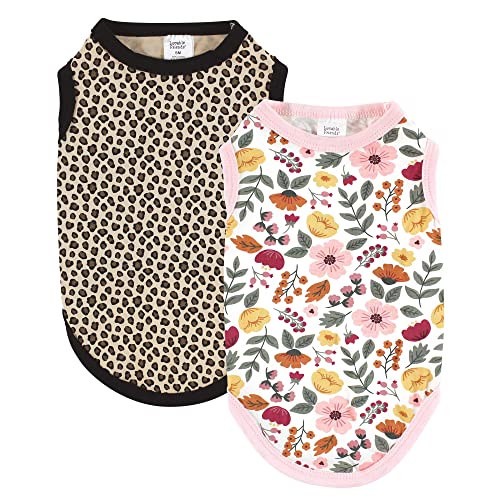 Luvable Friends Hunde-T-Shirts für Hunde und Katzen, Baumwolle, botanischer Leopard, Größe L, 2 Stück von Luvable Friends