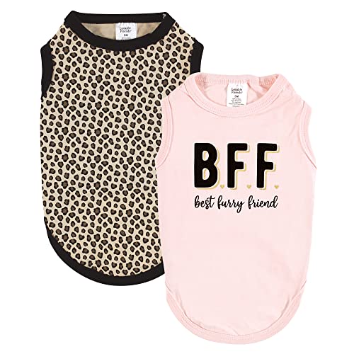 Luvable Friends Hunde-T-Shirts für Hunde und Katzen, Baumwolle, BFF Leopard, Größe S, 2 Stück von Luvable Friends