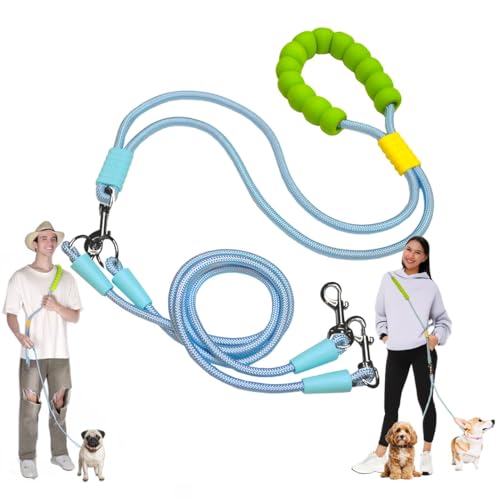 Doppelleine für Hunde, kein Verheddern, um 360° drehbar, Taillen-Laufleine für Hunde, robuste Nylon-Leine mit gepolsterten Griffen, doppelte Hundeleine für zwei Hunde, niedliche Hundeleine Doppelleine für Hunde, kein Verheddern, um 360° drehbar, Taillen-Laufleine für Hunde, robuste Nylon-Leine mit gepolsterten Griffen, doppelte Hundeleine für zwei Hunde, niedliche Hundeleine von Luvfunaire