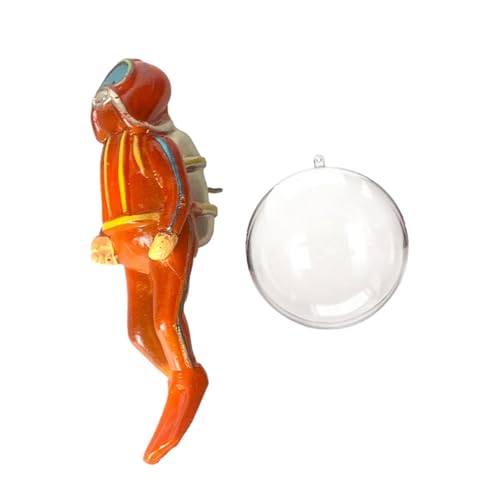 Luwecf Taucherfigur Im Miniaturformat, Dekoration für Aquarien, Kunstharz mit Wasserballon für Unterwasserlandschaften, Orange Luwecf Taucherfigur Im Miniaturformat, Dekoration für Aquarien, Kunstharz mit Wasserballon für Unterwasserlandschaften, Orange von Luwecf