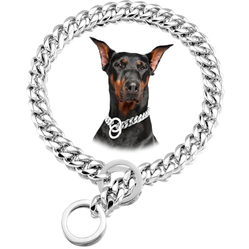 LuxLife Cuban Link Hundehalsband, Edelstahl, mit O-Ring-Verschluss für kleine, mittelgroße und große Hunde, verstellbar, strapazierfähig, silberfarben, 55,9 cm LuxLife Cuban Link Hundehalsband, Edelstahl, mit O-Ring-Verschluss für kleine, mittelgroße und große Hunde, verstellbar, strapazierfähig, silberfarben, 55,9 cm von LuxLife