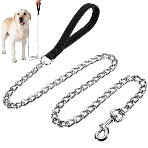 Hundeleine aus Metall, strapazierfähig, Anti-Biss-Leine mit weichem Nylon-Griff, für große und mittelgroße Hunde, 120 cm/3 mm, Schwarz Hundeleine aus Metall, strapazierfähig, Anti-Biss-Leine mit weichem Nylon-Griff, für große und mittelgroße Hunde, 120 cm/3 mm, Schwarz von Luxiremi