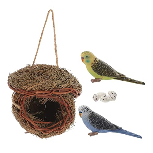 Luxshiny 1 Satz Künstliches Vogelhaus mit Eiern Handgefertigtes für Garten und Zuhause Realistische Nachbildung im Natürlichen für Party und Ostern Dekoration von Luxshiny