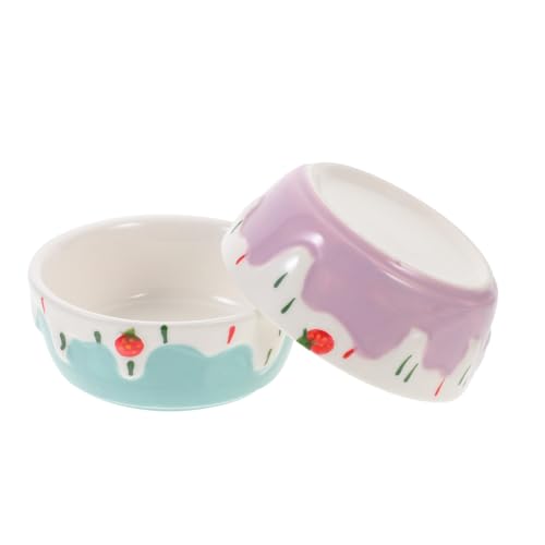 Luxshiny 2 Stück Keramik Futternapf Klein Sturzsicherer Futternapf für Hamster Meerschweinchen Kaninchen Ratten Wasserschale rutschfest und Robust für Kleine Haustiere von Luxshiny