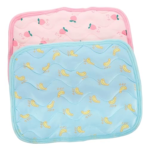 Luxshiny 2 Stück Kühlmatte für Kleintiere Atmungsaktive Sommer Schlafmatte für Hamster und Kaninchen Selbstkühlend gegen Überhitzung Xs Rosa Kirsche Blau Banane von Luxshiny