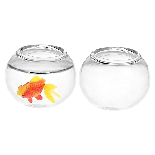 Luxshiny 2 Stück Miniatur Glasfischglas Teiliges Transparentes Rundes Aquarium Sichere Fischschale für Puppenhaus DIY Handwerkszubehör Kindgerechte Miniatur Dekoration von Luxshiny
