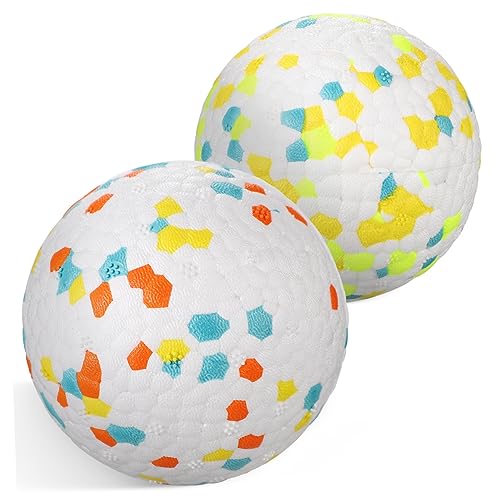 Luxshiny 2 Stück Unzerstörbare Hundebälle Strapazierfähiges Kauspielzeug für Hunde Bouncy und Schwimmfähig für Training und Spielspaß Orange Grün von Luxshiny