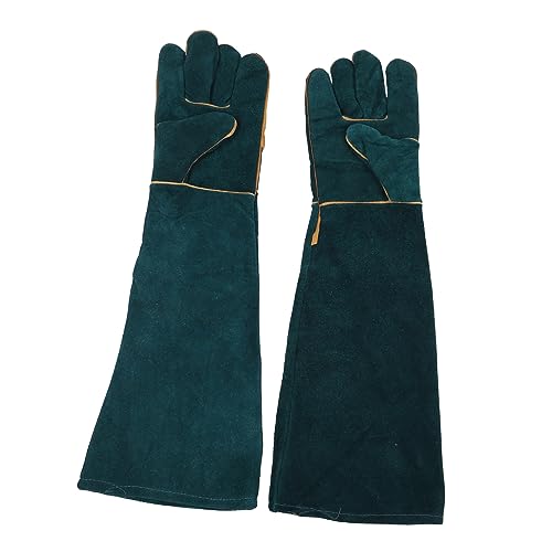 Luxshiny 2Stücke Rindsleder Schutzhandschuhe für Haustiere Bisssichere Trainingshandschuhe Dunkelgrün für Sicheres und Schutz Beim Tiertraining von Luxshiny