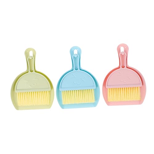 Luxshiny 3 Sätze Mini Kehrset für Hamsterkäfige Set mit Staubschaufel und Besen Teiliges Reinigungsset Grün und Blau Platzsparend Stapelbar Ergonomisch für Kleintierpflege von Luxshiny
