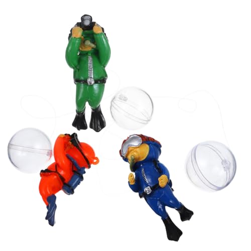 Luxshiny 3 Stück Schwimmende Taucher-Figuren Aquarium Deko mit Beweglichen Gelenken Stabile Auftrieb Fischbecken Zubehör aus Sicherem Resin für Lebendige Unterwasserwelt von Luxshiny