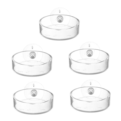 Luxshiny 5 Stück Futterbecher für Aquarien Futterbehälter mit Saugnapf für Fische Transparent und Platzsparend für Fischfutter Aquarien von Luxshiny