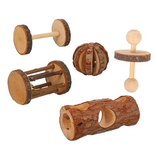 Luxshiny 5stücke Hamster Holzspielzeug Für Kleintiere Bissfestes Kauspielzeug Molaren Aktivitätsspielzeug Für Hamster Und Meerschweinchen Naturholz Spielzeug von Luxshiny