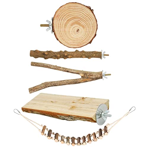 Luxshiny Vogel Sitzstangen aus Holz 5 Stück Papageien Kletterleiter und Spielzeug für Vögel Robuste Vogelsitzplattform Geeignet für Sittiche und Nymphensittiche von Luxshiny