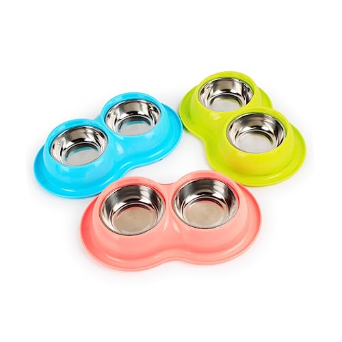 Luxshiny Doppelter Futternapf für Hunde und Katzen Design rutschfest Einfache für Kleine Haustiere Reisefutterstation Zufällige Farbe Zufällige Farbe von Luxshiny