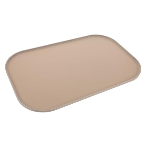 Luxshiny Futtermatte mit Erhöhten Rändern rutschfeste Haustier Futterunterlage für Hunde und Katzen Leichte wasserdichte Napfmatte Schutz von Boden und Möbeln Einfach zu Reinigen Beige von Luxshiny