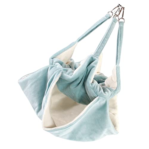 Luxshiny Hamster Hängematte aus Flanell Doppellagige Kuschelhöhle für Kleine Haustiere für Hamster Frettchen und Chinchillas mit Haken Aufhängen Atmungsaktiv und Blaue Farbe von Luxshiny