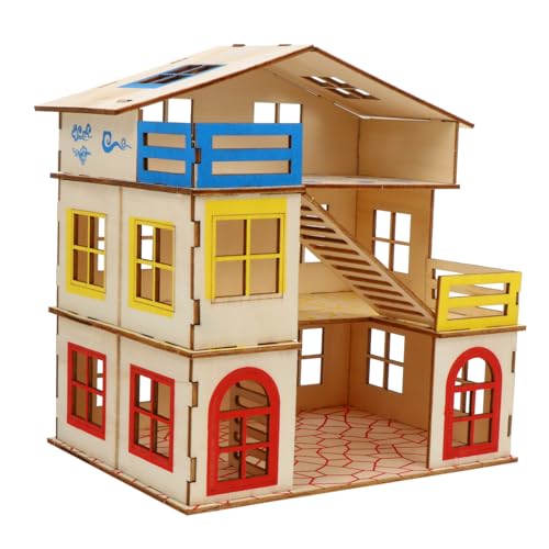 Luxshiny Hamster Villa aus Naturholz Stöckiges Spielhaus für Kleine Tiere und Leicht zu Bedienen für Hamster und Kleintiere von Luxshiny
