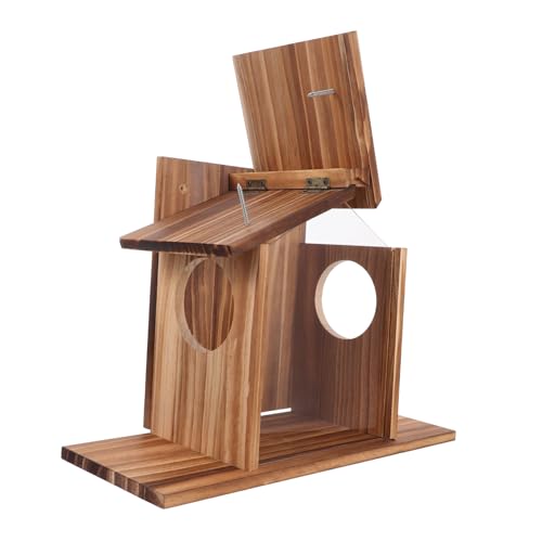 Luxshiny Holz Eichhörnchen Futterhaus Hängender Futterspender für Garten Langlebig und Wiederverwendbar für Fütterung von Eichhörnchen und Hamstern im Freien Kreatives Design für von Luxshiny