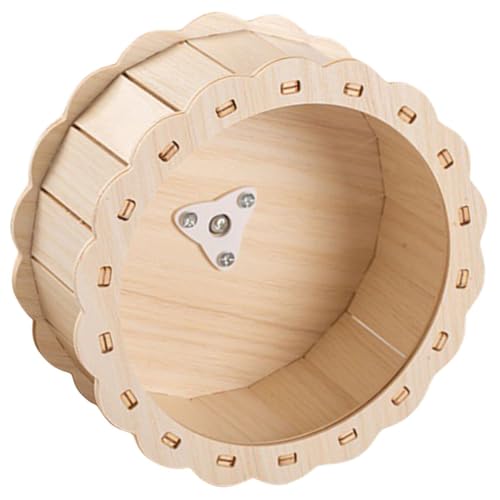 Luxshiny Holz Hamsterrad für Kleine Haustiere Leise Dekorativ für Hamster Eichhörnchen und Igel Fördert Bewegung und Beschäftigung Ständer von Luxshiny