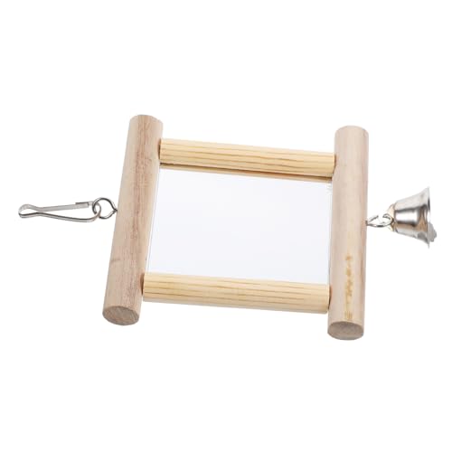 Luxshiny Holzspiegel Vogelspielzeug mit Glocke Hängend Papageienspielzeug für Wellensittiche Große Papageien und Küken Robustes Käfigzubehör Installieren Interaktives zur von Luxshiny