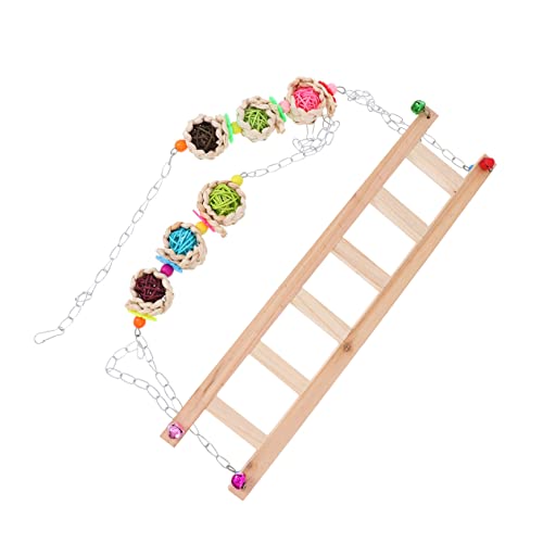 Luxshiny Hühnerspielzeug Holzleiter Hühnerschaukel Robustes Kletterspielzeug für Hühner Vögel Papageien Geeignet Natürliche Sitzstange Beschäftigungsspielzeug für Geflügel Zufällige Farbe von Luxshiny