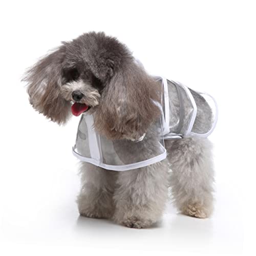 Luxshiny Hunderegenmantel mit Kapuze und Reflektierendem Sicherheitsstreifen Wasserdichter Regenmantel für Große Hunde Weiß Bequeme Elastische Passform von Luxshiny