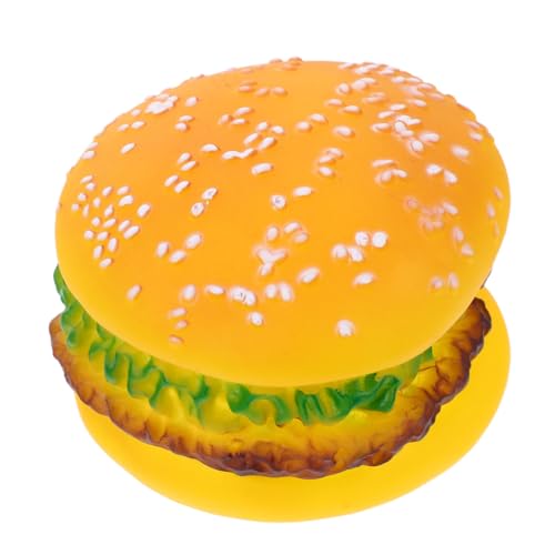 Luxshiny Kauspielzeug für Hunde Interaktives Quietschspielzeug Hamburger Form aus Strapazierfähigem Vinyl für Kleine Welpen und Katzen Fördert Zahnpflege und von Luxshiny