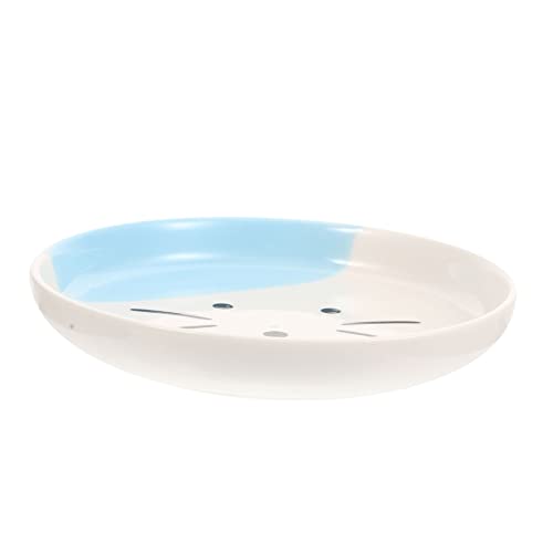 Luxshiny Keramik Katzennapf Flach mit Großem Durchmesser Schützende Glatte Oberfläche Modisches Design für Katzen und Kleine Hunde Täglicher Futternapf für Bequemes Fressen und Trinken von Luxshiny