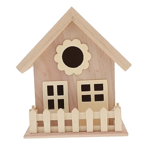Luxshiny Kreatives Holz Vogelhaus mit Doppel Fenster und Breitem Eingang DIY Graffiti Nistplatz für Gartenvögel für Kleine Vögel Wie Kanarienvögel und Papageien von Luxshiny