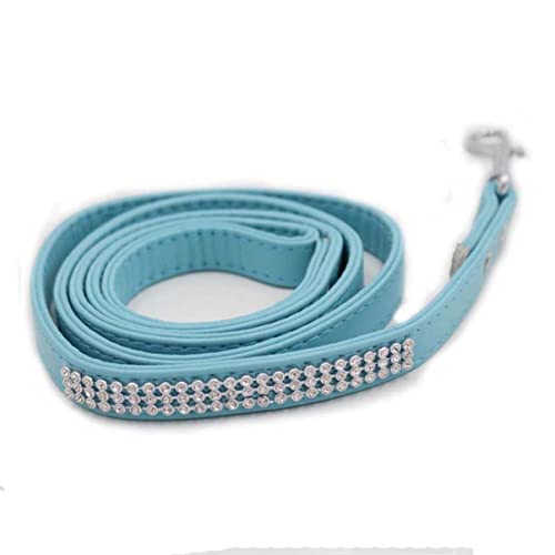 Luxshiny PU Hundeleine mit Strasssteinen Farbenfrohe Haustierleine für Katzen und Hunde Flexibel und Bequem für Laufen und Training Blau von Luxshiny