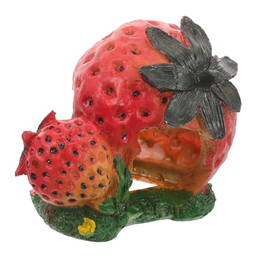Luxshiny Reptilien Versteck Höhle Erdbeerform Resin Terrarium Versteck für Schildkröten Kleine Eidechsen Frösche und Schlangen Aquarium Dekoration von Luxshiny