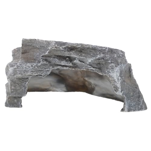 Luxshiny Resin Terrarium Dekoration Reptilien Höhle mit Kleiner Schildkrötenrampe Natürliches Versteck für Wasserschildkröten Frösche und Echsen Dekorative Terrarienlandschaft Zubehör von Luxshiny