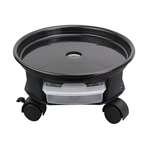 Luxshiny Runder Blumentopfuntersetzer mit Rädern und Schublade Basis für Pflanzen Stabiler Pflanzgefäßständer mit Bremse für Zuhause Schwarz von Luxshiny