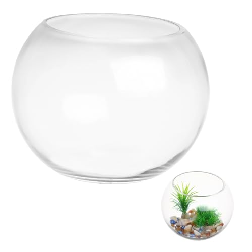 Luxshiny Runder Glasfischbehälter Transparentes Aquarium für Goldfische Design für Büro und Wohnzimmer Dekoratives Fischglas für Blumen und Pflanzen Kompakte Tischvase für Kreative von Luxshiny
