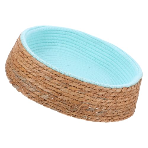 Luxshiny Rundes Rattan Katzenbett für Kleine Hunde und Katzen Natürliche Geflochtene Schlafmatte Atmungsaktiv und Strapazierfähig für Jahreszeiten Geeignet für Täglichen Gebrauch von Luxshiny
