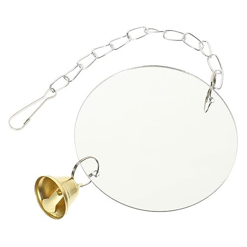 Luxshiny Vogelspiegel mit Glocke Robustes Papageienspielzeug Interaktiver Käfigspiegel für Beschäftigung und Spaß Rund Einfach Aufzuhängen für Papageien und Kleine Vögel von Luxshiny