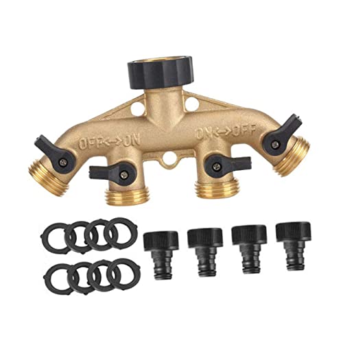 Luxshiny Wasserhahn Verteiler Messing mit Kugelhahn für Gartenbewässerung für Blumenbeete und Autowäsche Luxshiny Wasserhahn Verteiler Messing mit Kugelhahn für Gartenbewässerung für Blumenbeete und Autowäsche von Luxshiny
