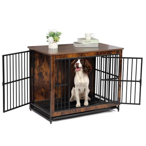 Luxstein Hundekäfig Möbel aus Holz, Indoor Hundebox für große Hunde mit Doppeltüren und herausziehbarem Tablett, Hundemöbel als Beistelltisch, Hundehütte robust und stilvoll, 97,5x59x77,5 cm, Braun Luxstein Hundekäfig Möbel aus Holz, Indoor Hundebox für große Hunde mit Doppeltüren und herausziehbarem Tablett, Hundemöbel als Beistelltisch, Hundehütte robust und stilvoll, 97,5x59x77,5 cm, Braun von Luxstein
