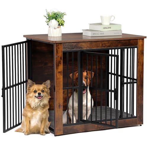 Luxstein Hundekäfig Möbel aus Holz, Indoor Hundebox mit Doppeltüren und weicher Matte, Hundemöbel als Beistelltisch, Vintage Hundehütte robust und stilvoll, 80,5x59x71,5 cm, Braun Luxstein Hundekäfig Möbel aus Holz, Indoor Hundebox mit Doppeltüren und weicher Matte, Hundemöbel als Beistelltisch, Vintage Hundehütte robust und stilvoll, 80,5x59x71,5 cm, Braun von Luxstein