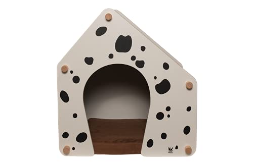 Luxury Dog House Indoor Hölzern Mittel Weiß Hundehütte Crete mit weichem Kissen Bequem Modern und Elegant für mittelgroße Hunderassen 6.7kg 65x65x70cm von Luxury Dog House