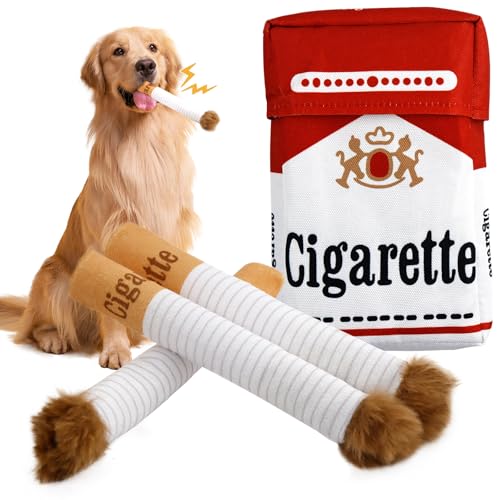 3Pcs Giggle Zigaretten-Hundespielzeug, Interaktives Plüsch-Spielzeug Mit Box für Kleine, Mittelgroße und Große Hunde von Luyuttn