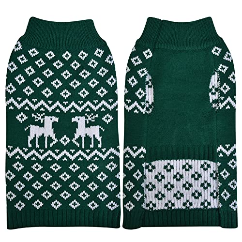 LuzPet Dog Jumper Winter Knitted Thick Sweater Costume Outfit Soft Warm Coats for Extra Dogs (XXL, Forest Green) von LuzPet