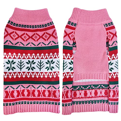 LuzPet Dog Jumper Winter Knitted Thick Sweater Costume Outfit Soft Warm Coats for Mini Dog Cat (Small, Pink) von LuzPet