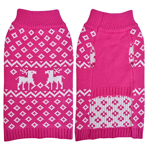 LuzPet Dog Jumper Winter Knitted Thick Sweater Costume Outfit Soft Warm Coats for Extra Large Dogs (XXL, Pink) von LuzPet