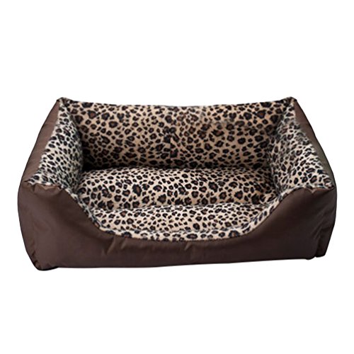 LvRao Haustier Haus, Katzenbett, Haustierbett, Rechteckig Atmungsaktiv Hundekissen, Hundebett, Hundekorb Katzen (Leopard, 63 * 52 * 16CM) von LvRao