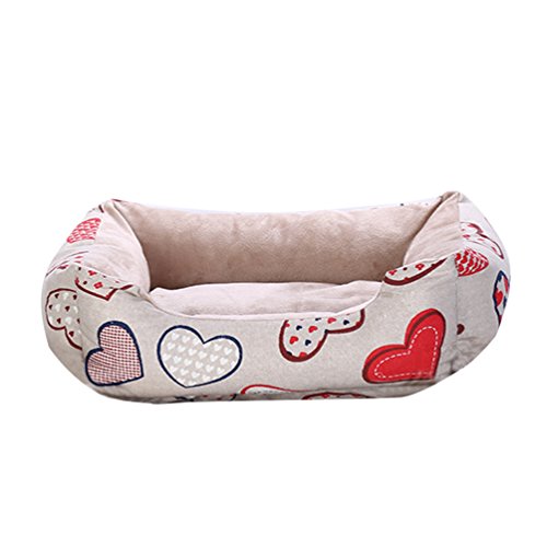 LvRao Hundehaus, Hundebett, Katzenbett Gedruckt Haustierbett Atmungsaktiv Hundekissen, Hundekorb, Hundesofa - Für alle Jahreszeiten - (Herz Muster, S: 45 * 35 * 17cm) von LVRAO