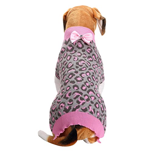 LvRao Klein Hunde Katzen Strickpullover Pulllover Rollkragen Sweater Leopard Weich Warme Haustier Kostüm Mantel (Pink Leopard, 2XL) von LvRao